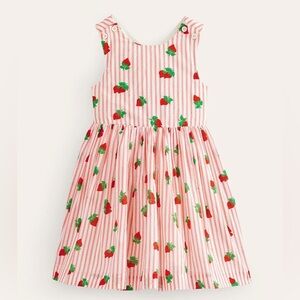 Mini Boden Girls Strawberry Criss Cross Back Dress size 3-4Y
